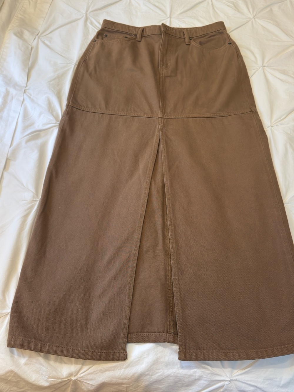Lauren Ralph Lauren Brown A-Line Midi Skirt with Front Slit